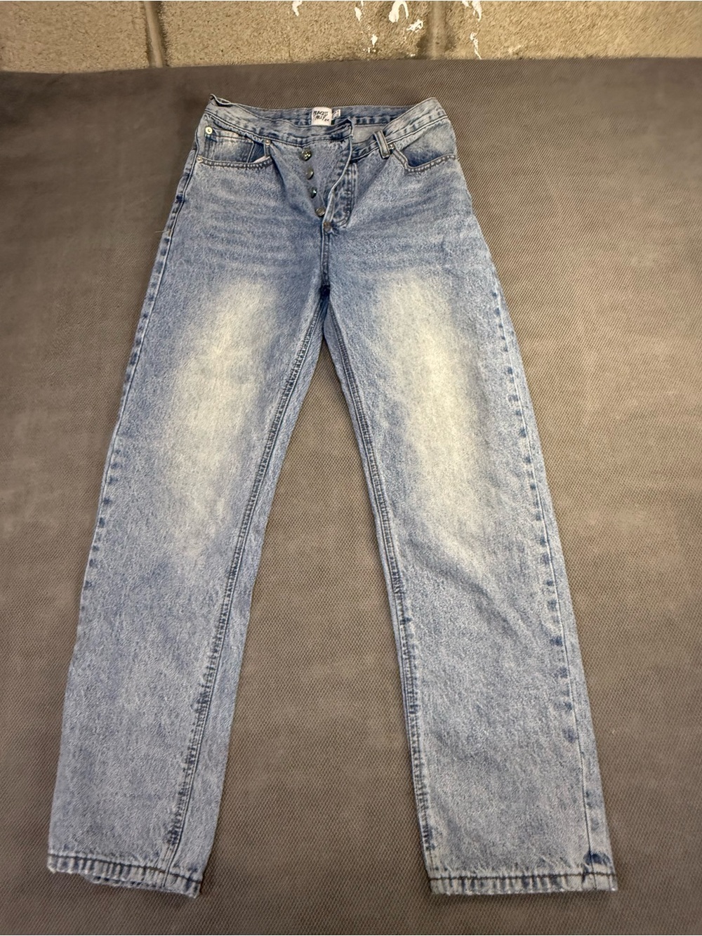 Princess Polly Straight Leg Washed Blue Jeans